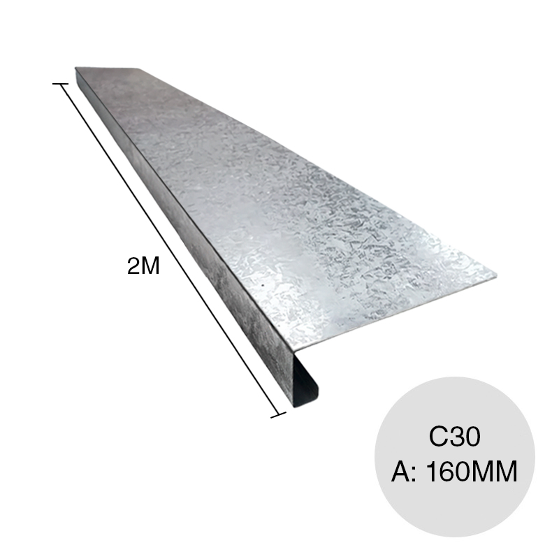 Gotero chapa galvanizada C30 160mm x 2m