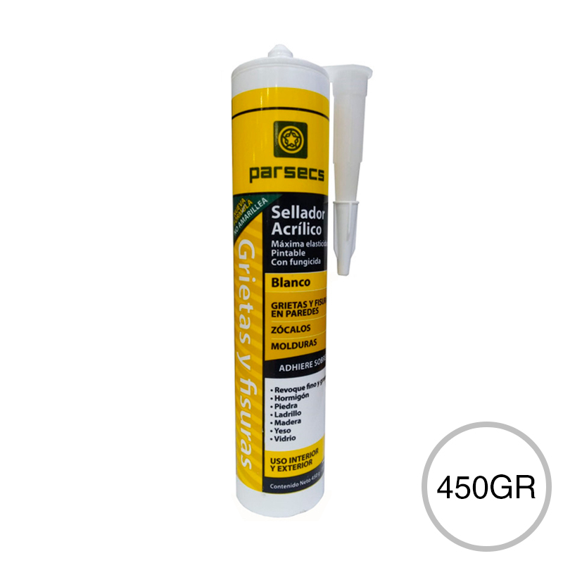 Sellador acrilico Grietas y Fisuras c/fungicida blanco cartucho x 450gr