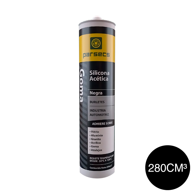 Sellador silicona acetica c/fungicida negro cartucho x 280cm³