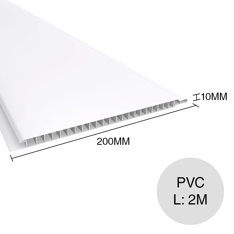 Cielorraso y revestimiento PVC Liso blanco 10mm x 200mm x 2m
