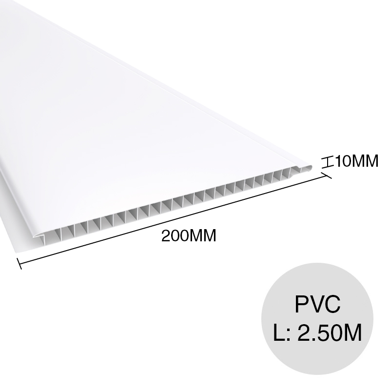 Cielorraso y revestimiento PVC Liso blanco 10mm x 200mm x 2.50m