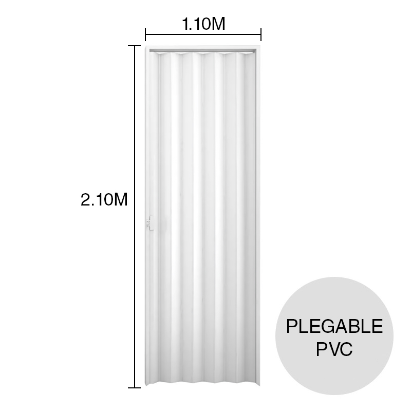 Puerta interior plegable PVC reforzada blanco 1.10m x 2.10m