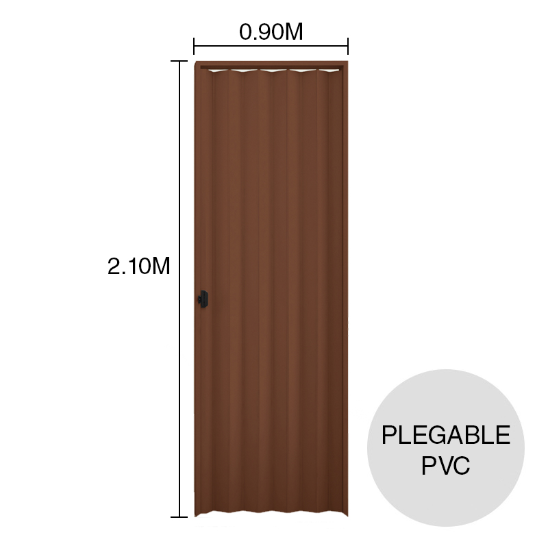 Puerta interior plegable PVC reforzada caoba 900mm x 2.10m