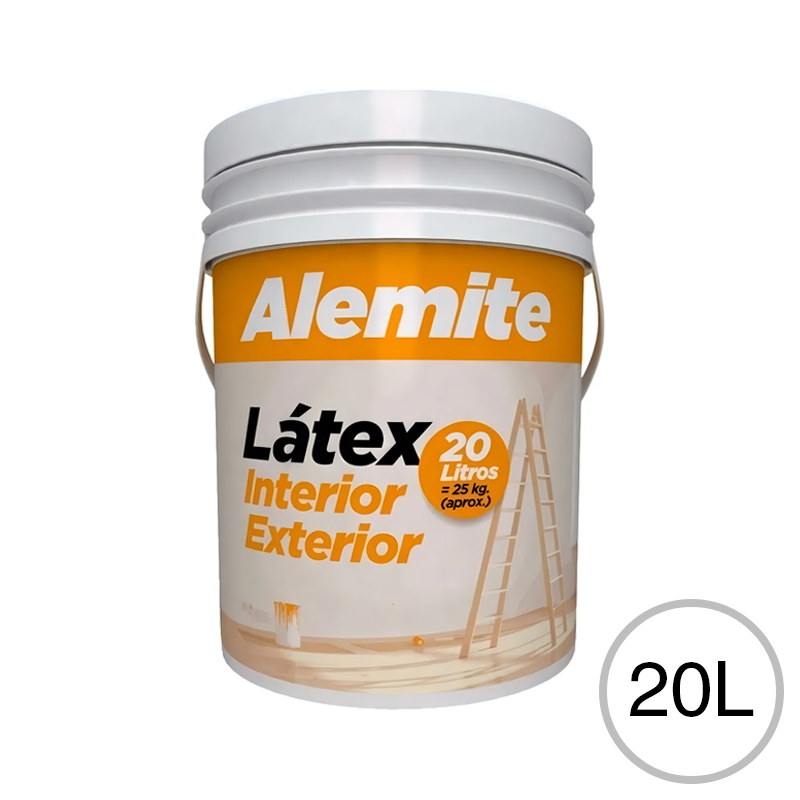 Pintura latex acrilico Alemite exterior interior blanco mate balde x 20l