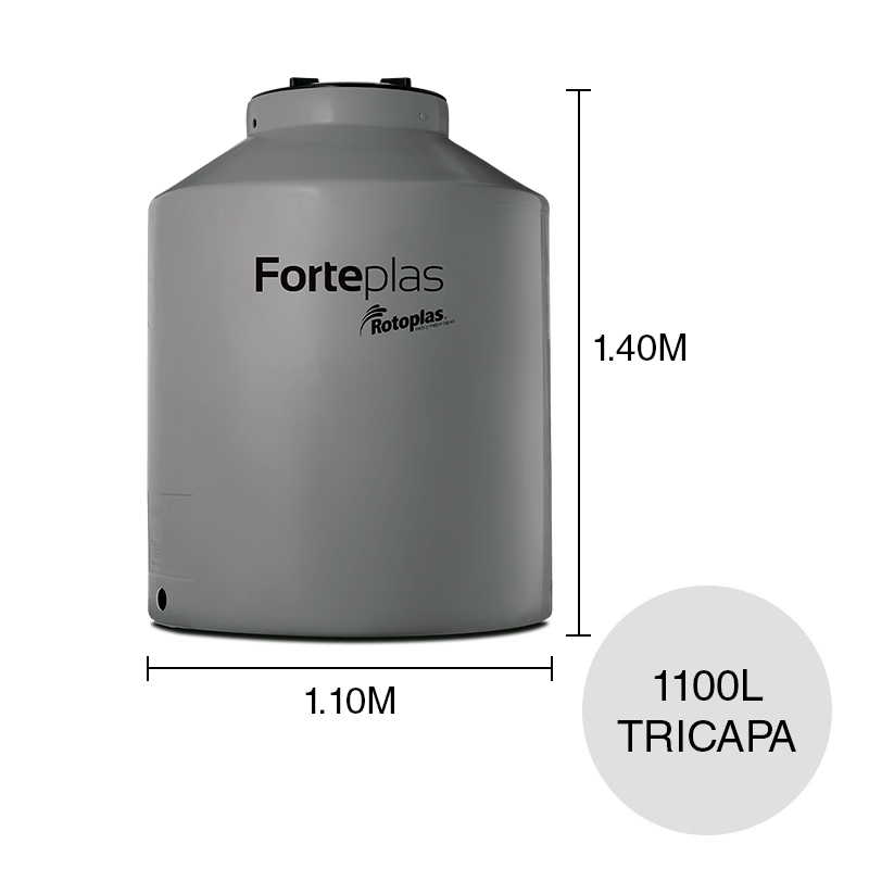 Tanque agua 1100l Forteplas tricapa polietileno gris ø 1.10m x 1.4m