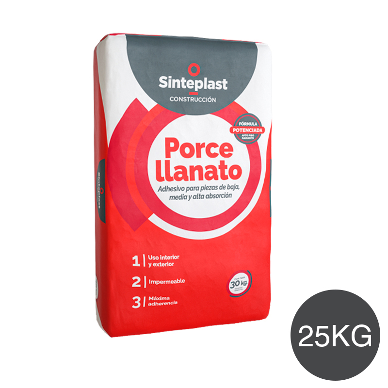 Adhesivo cementicio porcellanato exterior interior gris bolsa x 25kg