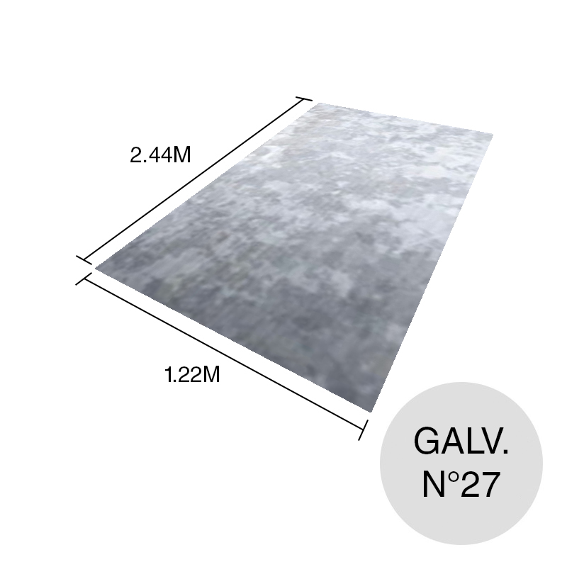 Chapa lisa galvanizada N°27 0.4mm x 1.22m x 2.44m