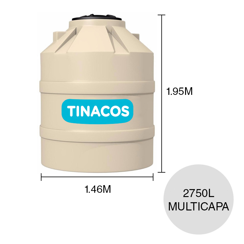 Tanque agua 2750l Hogar multicapa c/equipamiento completo polietileno arena ø 1.46m x 1.95m