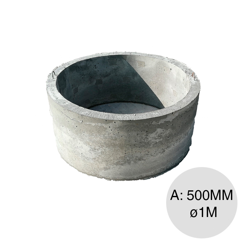 Aro pozo ciego liso hormigon premoldeado 500mm x ø 1m