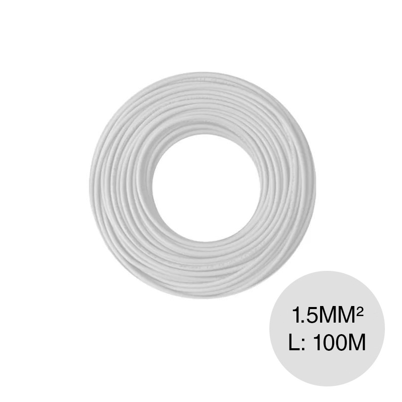 Cable unipolar 1.5mm² PVC blanco rollo x 100m