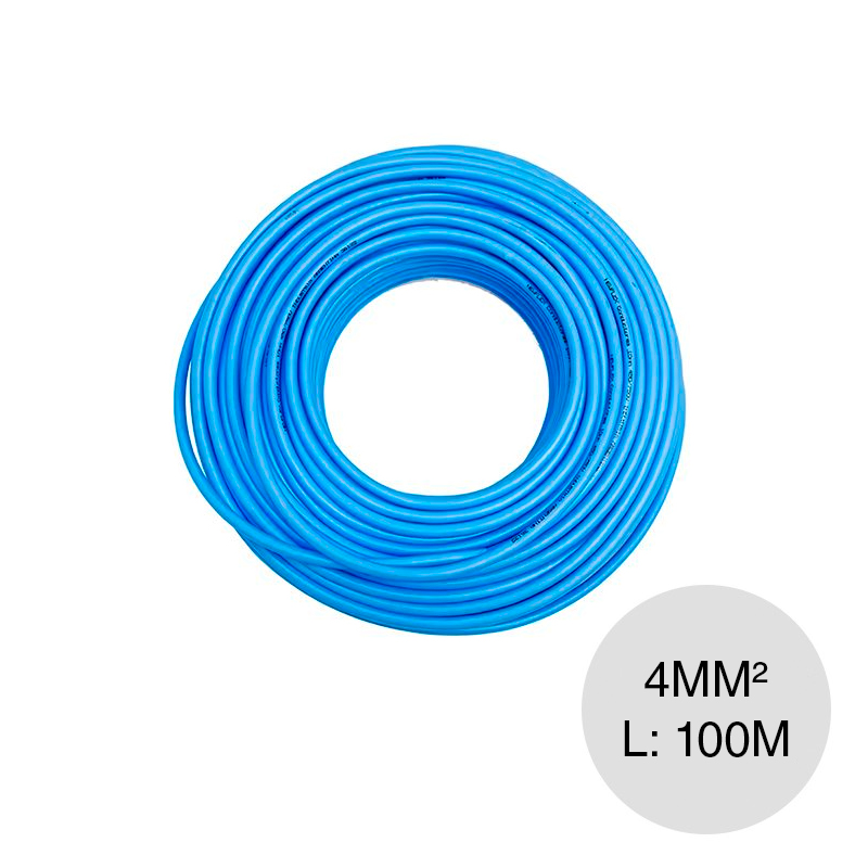 Cable unipolar 4mm² PVC celeste rollo x 100m