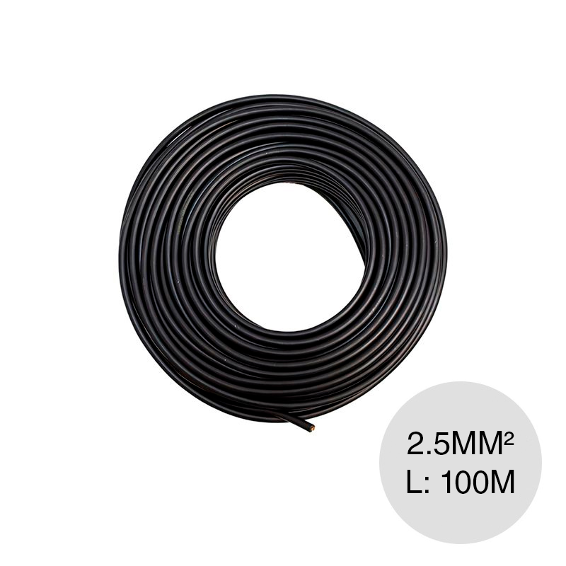 Cable unipolar 2.5mm² PVC negro rollo x 100m