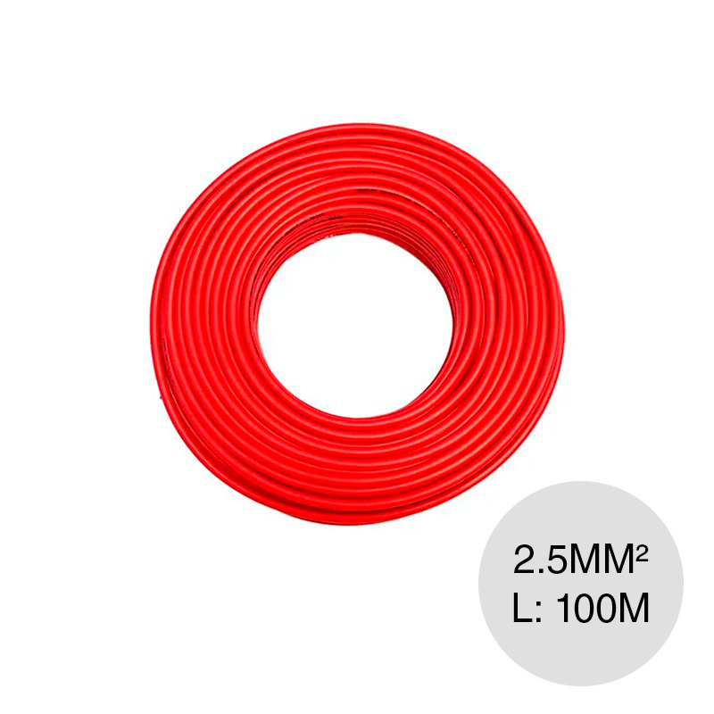 Cable unipolar 2.5mm² PVC rojo rollo x 100m