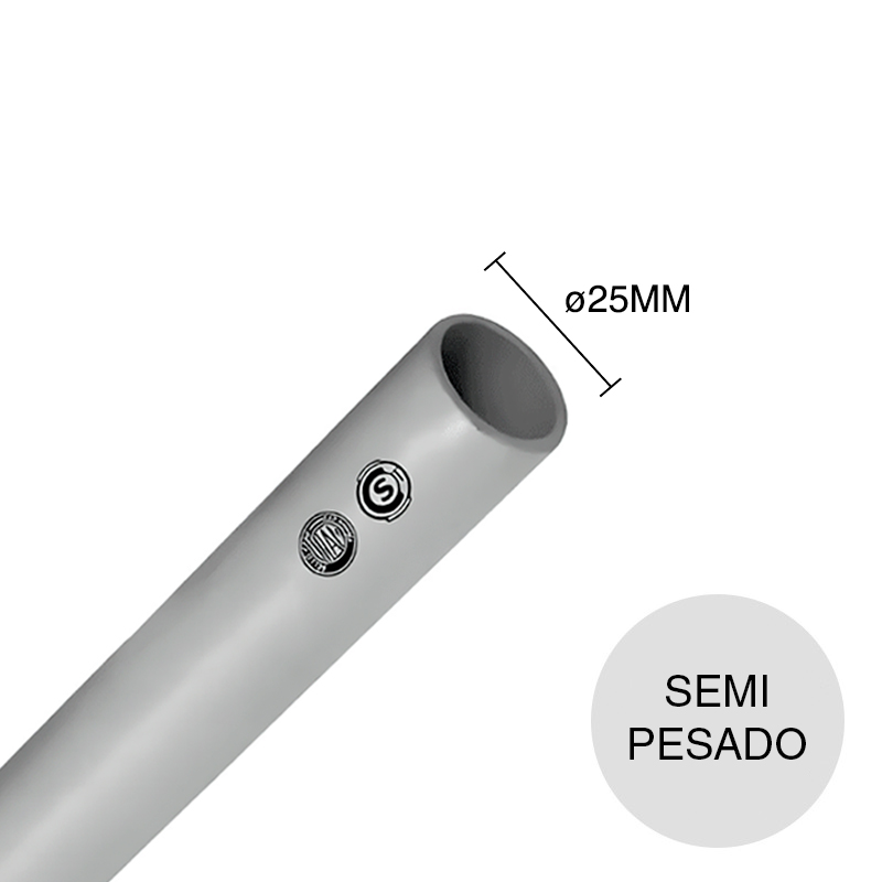 Caño rigido semi pesado PVC gris ø 25mm x 3m