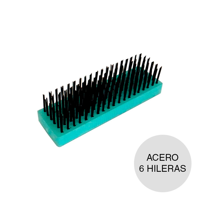 Cepillo alambre acero 6 hileras s/mango plastico 60mm x 190mm