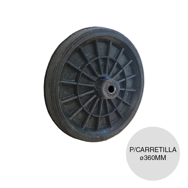 Rueda maciza p/carretilla caucho compacto ø 360mm x 70mm