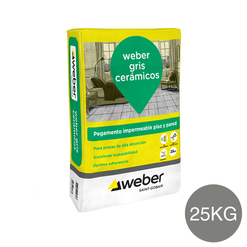 Pegamento adhesivo Ceramicos impermeable interior gris bolsa x 25kg