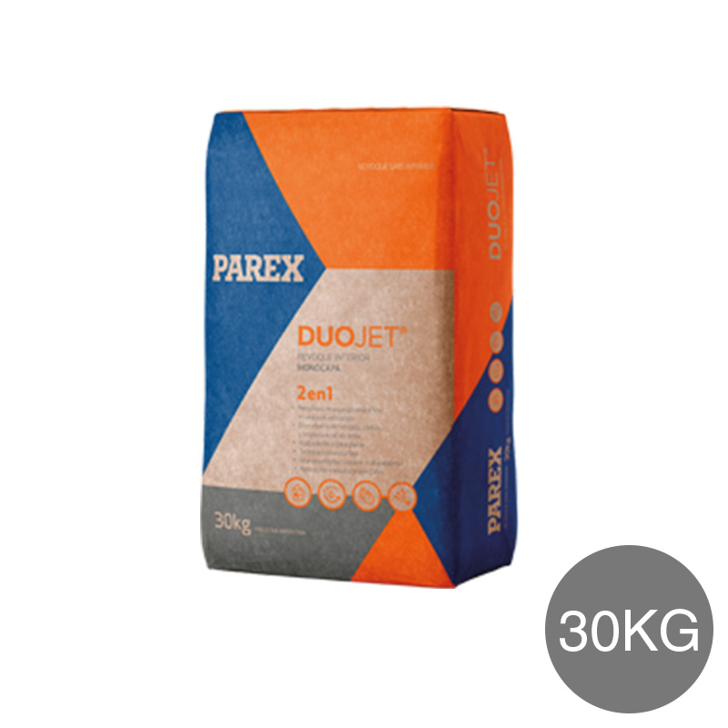 Revoque cementicio Duojet monocapa 2 en 1 interior gris bolsa x 30kg