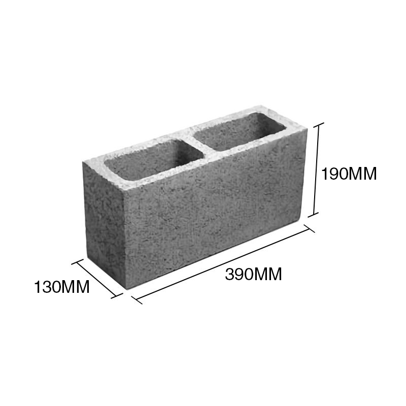 Bloque portante B15 hormigon gris liso 130mm x 190mm x 390mm