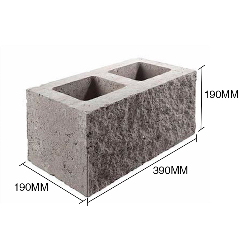 Bloque portante hormigon gris simil piedra 190mm x 190mm x 390mm