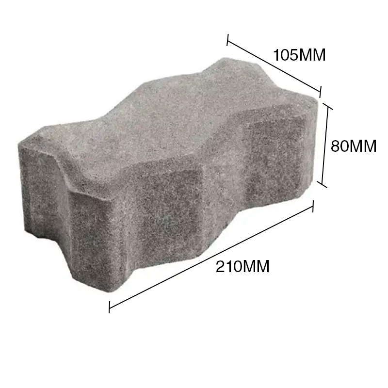 Adoquin Uni-Stone pavimento intertrabado hormigon gris 80mm x 105mm x 210mm