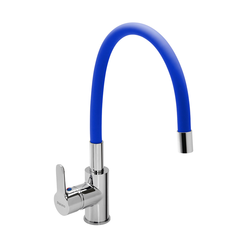 Griferia cocina metalica Colors sobremesada monocomando pico flexible azul