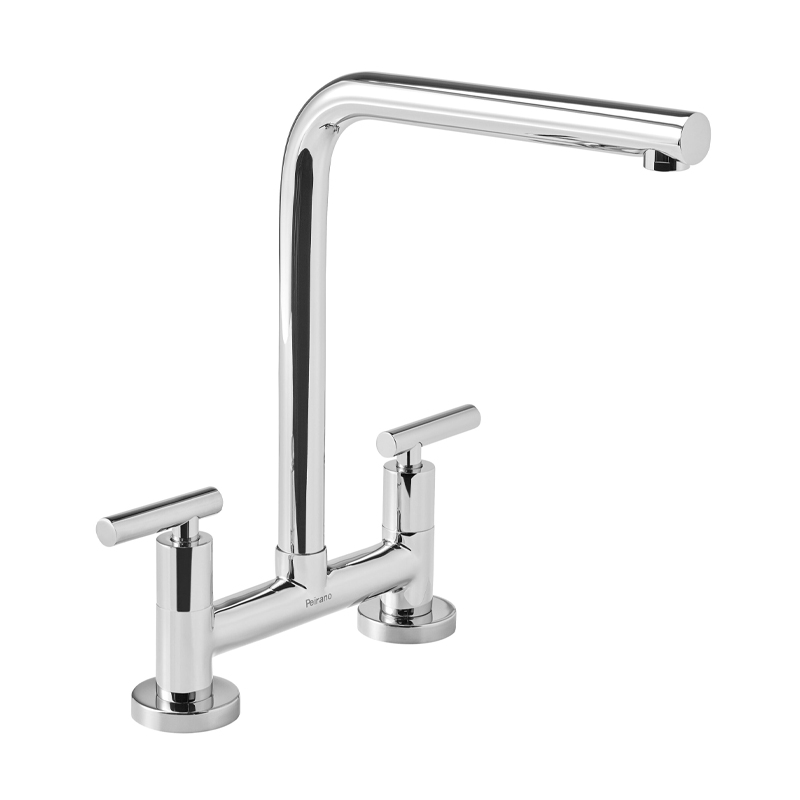 Griferia cocina metalica Mallorca sobremesada doble comando cromo brillante