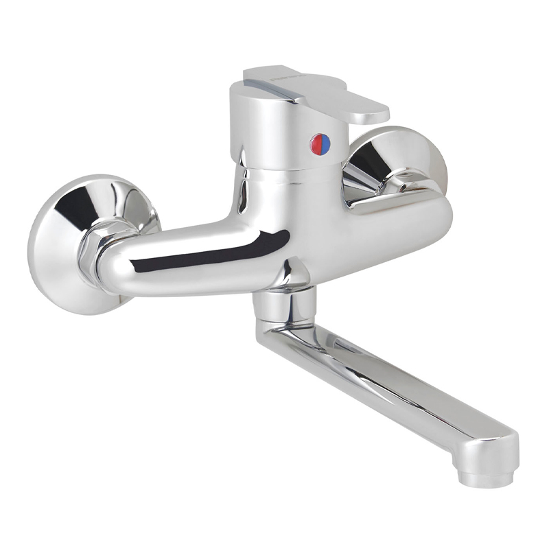 Griferia cocina metalica Bilbao de pared monocomando exterior cromo brillante