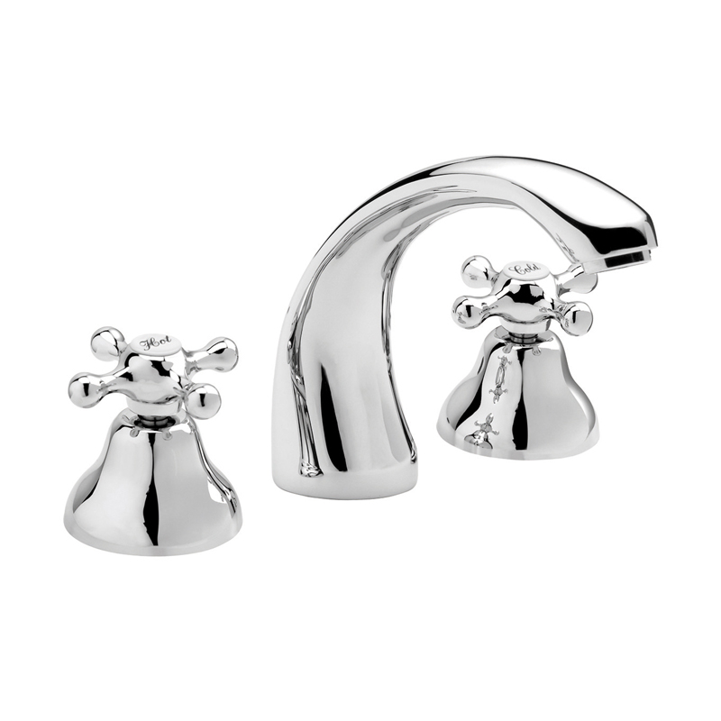 Griferia lavatorio metalica Cromo Y sobremesada doble comando cromo brillante