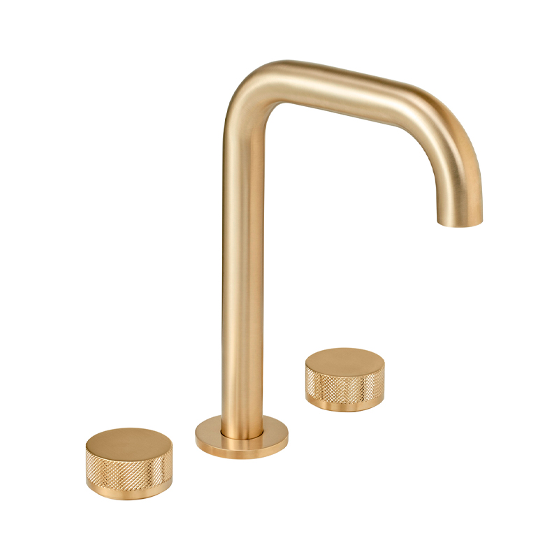 Griferia lavatorio metalica Fabric sobremesada doble comando dorado brillante