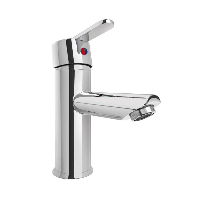 Griferia lavatorio metalica Bilbao sobremesada monocomando pico bajo cromo brillante