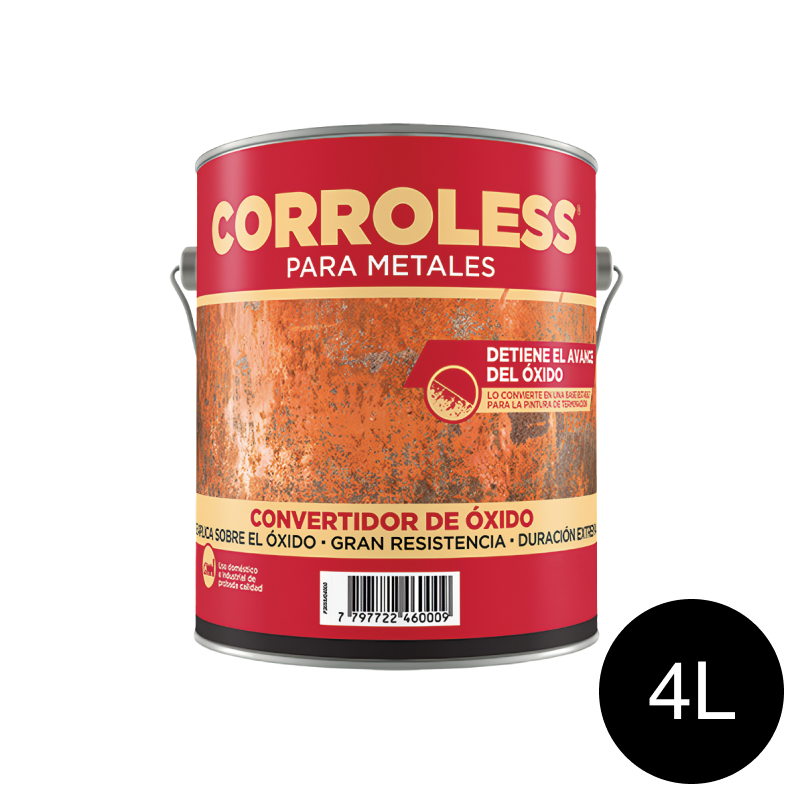 Convertidor de oxido Corroless exterior interior negro lata x 4l