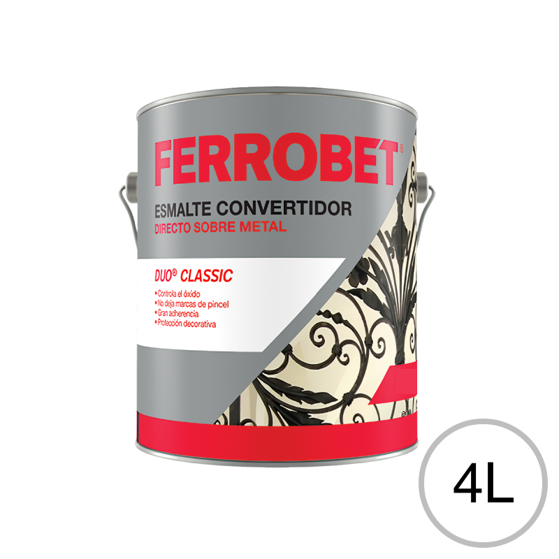 Esmalte sintetico convertidor de oxido Ferrobet Duo Classic exterior interior blanco brillante lata x 4l