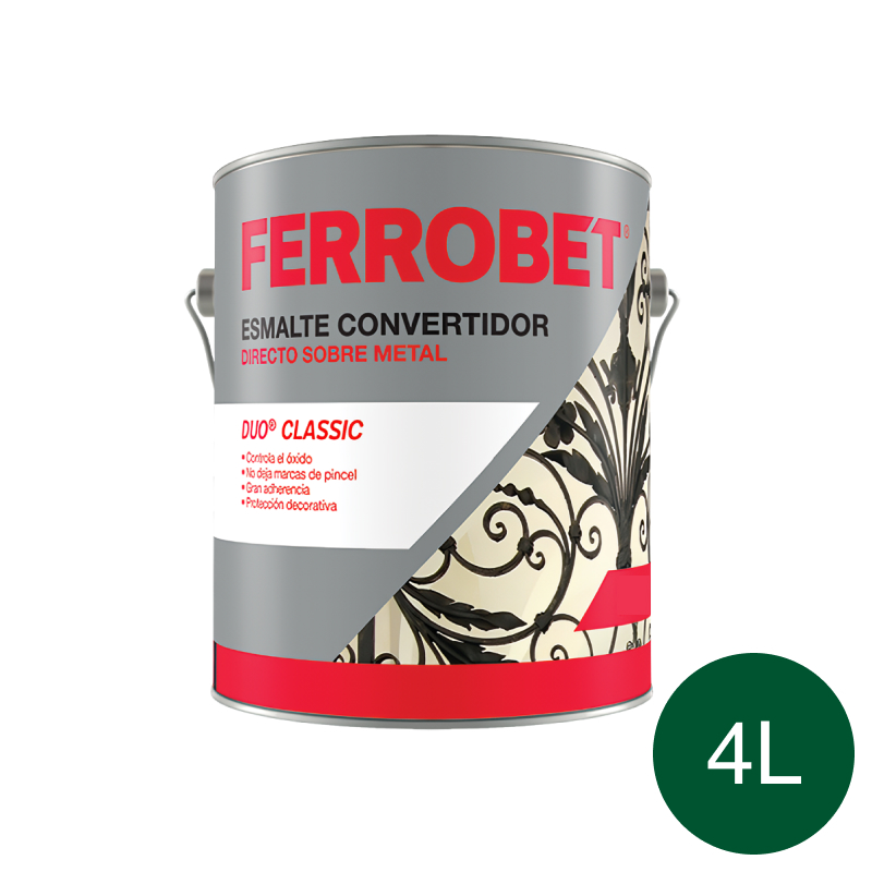 Esmalte sintetico convertidor de oxido Ferrobet Duo Classic exterior interior verde ingles brillante lata x 4l