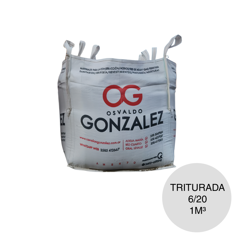 Piedra triturada 6/20 bolson x 1m³