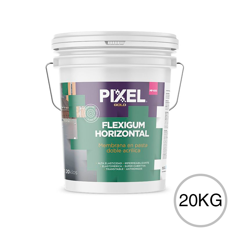 Membrana liquida doble acrilica impermeabilizante Flexigum MP-600 techos transitable en pasta blanco balde x 20kg