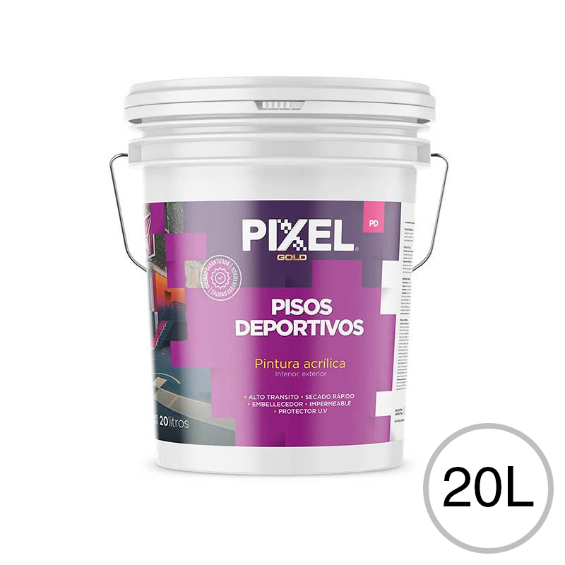 Pintura pisos deportivos acrilico PD alto transito impermeable secado rapido interior/exterior blanco balde x 20l