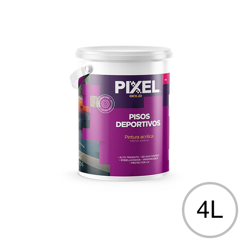 Pintura pisos deportivos acrilico PD alto transito impermeable secado rapido interior/exterior blanco balde x 4l