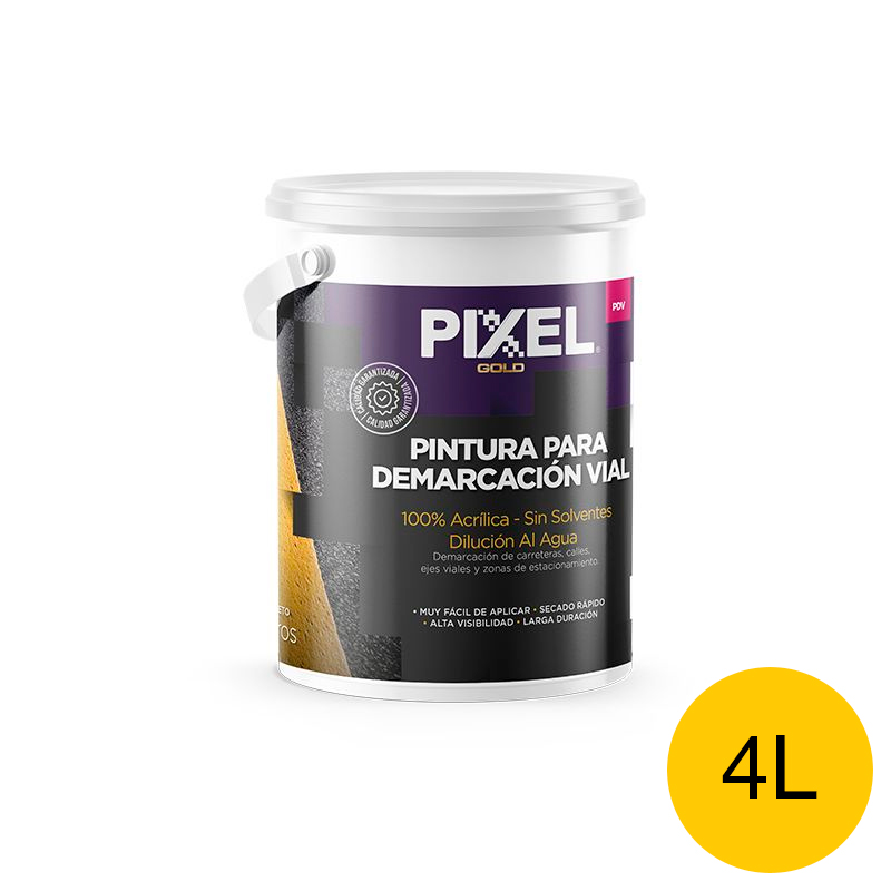 Pintura demarcacion vial acrilico PDV alta visibilidad larga duracion sin solventes amarillo mate balde x 4l