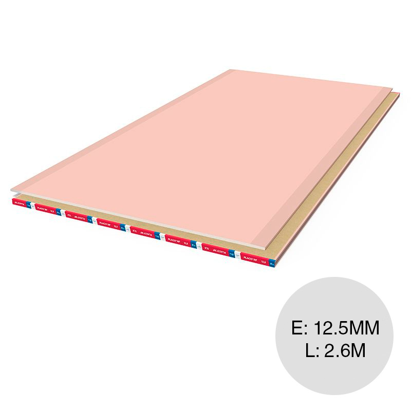 Placa yeso construccion seco resistente fuego interior Placo RF 12.5mm x 1.20m x 2.60m