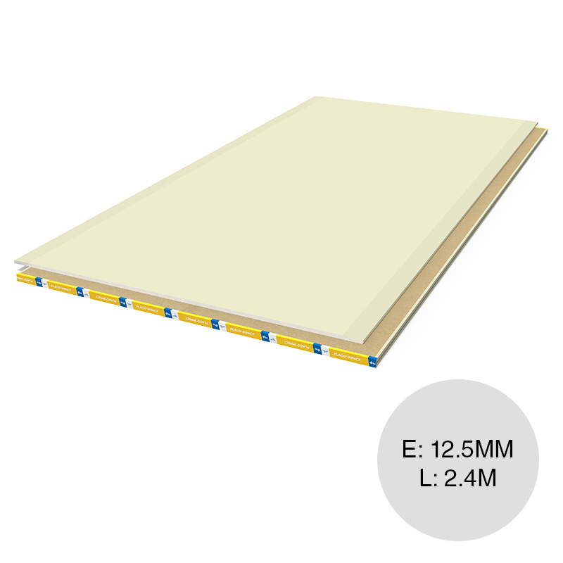 Placa yeso construccion seco alta densidad interior Placo IMPACT 12.5mm x 1.2m x 2.4m