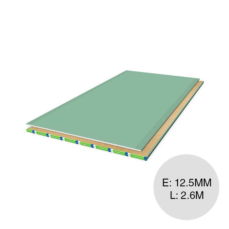 Placa yeso construccion seco alta densidad resistente humedad interior Placo IMPACT RH 12.5mm x 1.20m x 2.60m