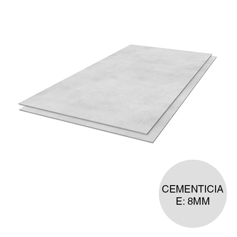 Placa cementicia Volcanboard fachadas gris exterior 8mm x 1.2m x 2.4m