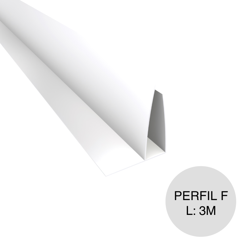 Perfil cielorraso F PVC blanco 28mm x 35mm x 3m