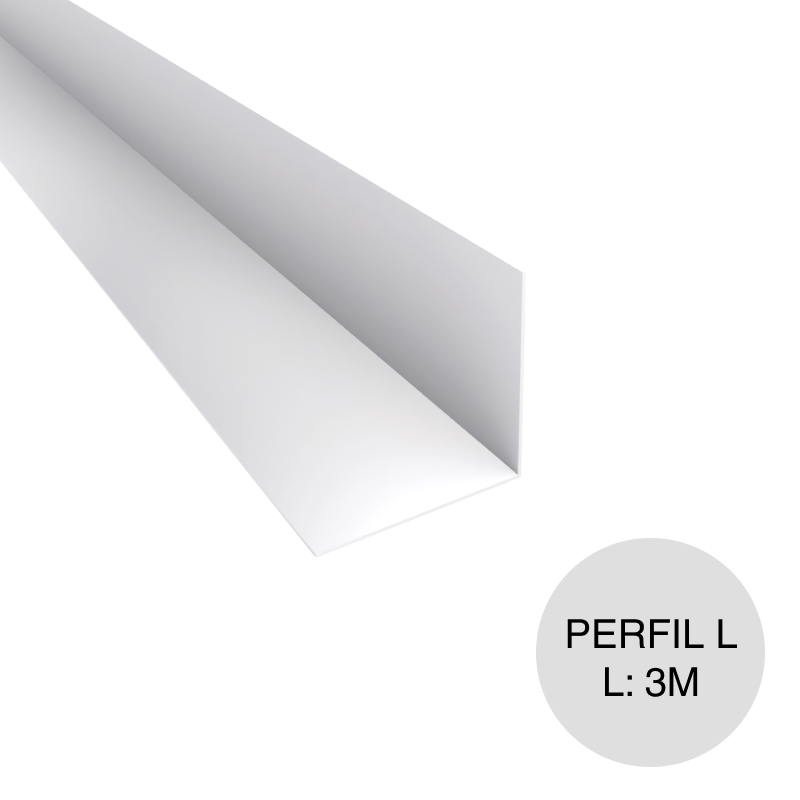 Perfil cielorraso L PVC blanco 25mm x 25mm x 3m