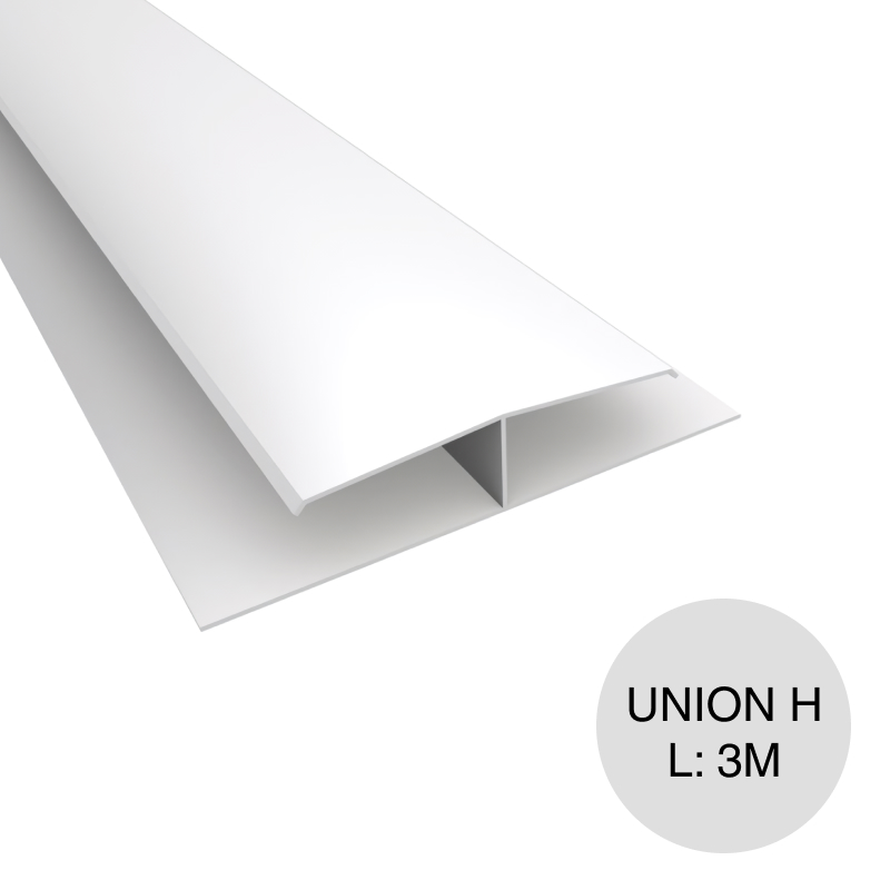 Perfil cielorraso H union rigida PVC blanco 11mm x 70mm x 3m