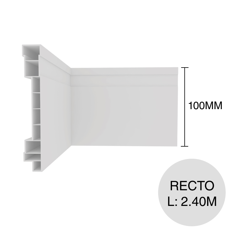 Zocalo recto Noble PVC blanco 15mm x 100mm x 2.40m