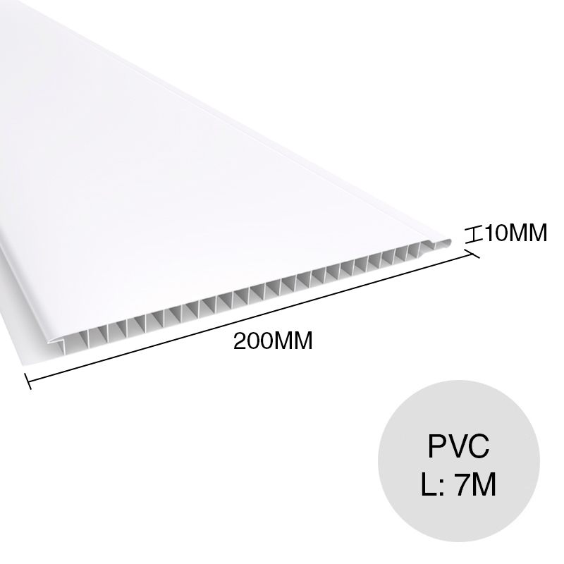 Cielorraso y revestimiento PVC liso blanco 10mm x 200mm x 7m
