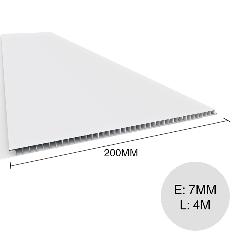 Cielorraso y revestimiento PVC c/junta seca blanco 7mm x 200mm x 4m
