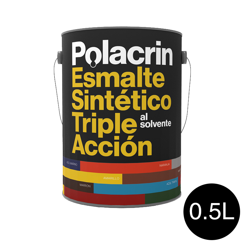 Esmalte sintetico Triple Accion exterior interior negro brillante lata x 1/2l